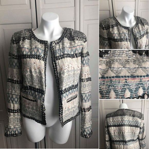 JULIE BRANDT STUDDED BLAZER, SIZE 40 - Picture 1 of 9